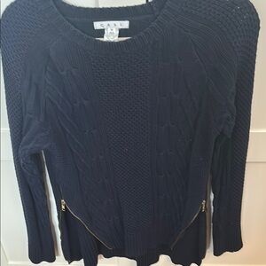 Cabi Navy Sweater with Zipper Accents